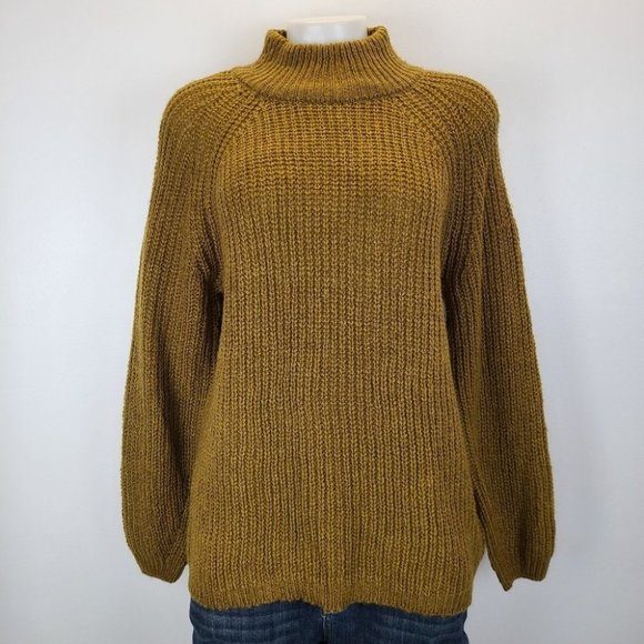 Cupcakes and Cashmere Griffith Vintage Gold Green Chunky Knit Sweater Small - Picture 2 of 15